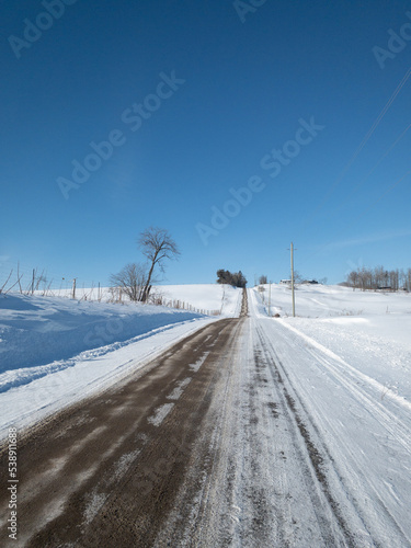 snow covered country road