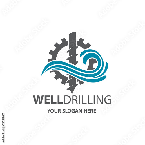 emblem of water well drilling isolated on white background