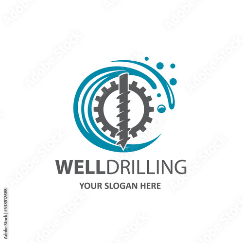 emblem of water well drilling isolated on white background