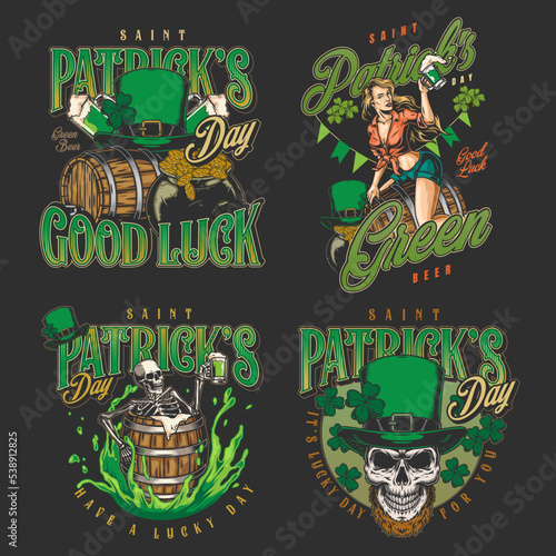 Saint Patrick set posters colorful