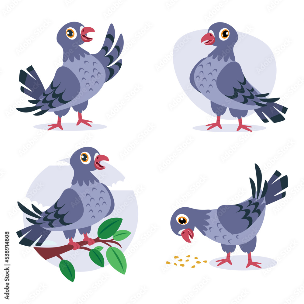Fototapeta premium Cartoon Drawing Of Cute Pigeons