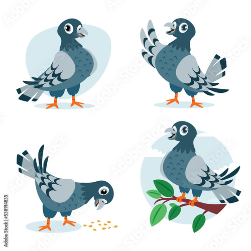 Cartoon Drawing Of Cute Pigeons