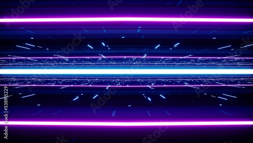 Shining Neon Light Beam Cyber Space Background