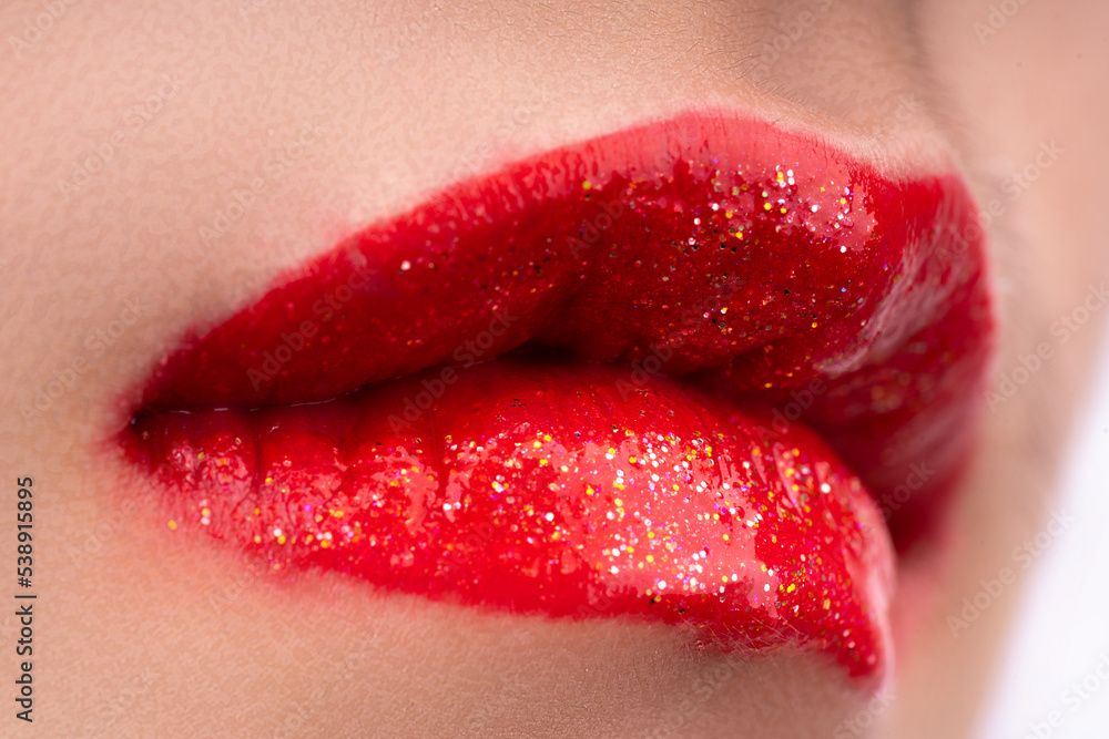 A woman's lips with red lipstick A woman's lips with red lipstick