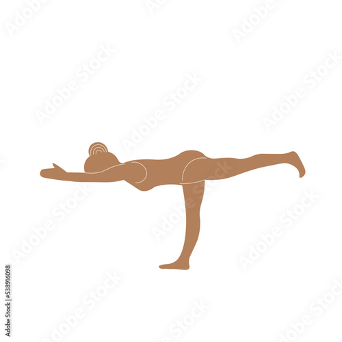 Slim sportive young woman doing yoga, and fitness exercises. Healthy lifestyle. Isolated on white background minimal.