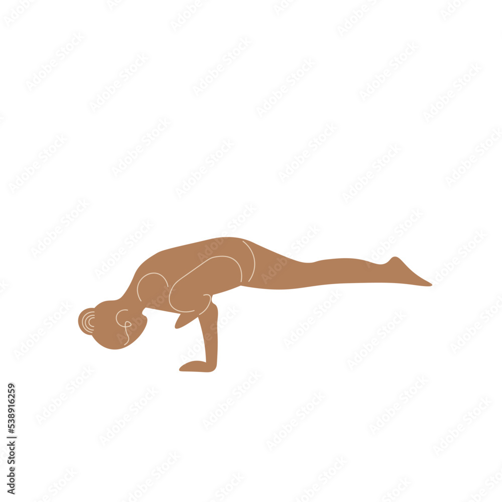 Fototapeta premium Slim sportive young woman doing yoga, and fitness exercises. Healthy lifestyle. Isolated on white background minimal.