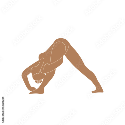 Slim sportive young woman doing yoga, and fitness exercises. Healthy lifestyle. Isolated on white background minimal.