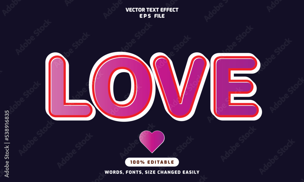 Love words editable 3d text effects template stylish font vector illustration Love words editable 3d text effects template stylish font vector illustration