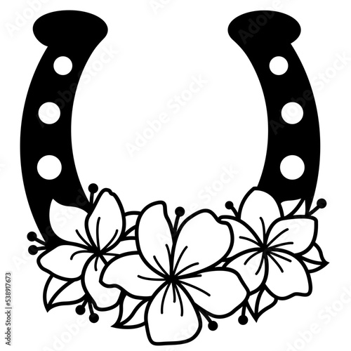 Horseshoe with flowers svg,  Lucky silhouette