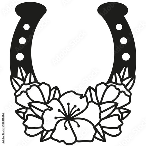 Flowers horseshoe svg,  Floral lucky symbol svg