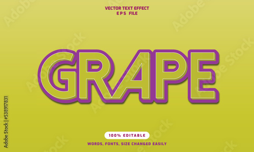 Grape words editable 3d text effects template stylish font vector illustration