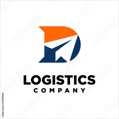 D letter logistic company logo design
