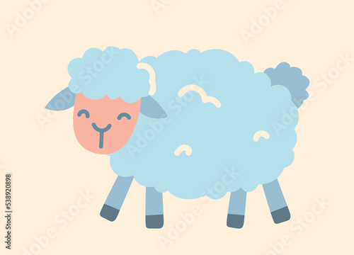 Cute sheep icon. Charming animal, mascot or toy for children. Education and training. Biology, nature and fauna, mammal. Sticker for social networks and messengers. Cartoon flat vector illustration