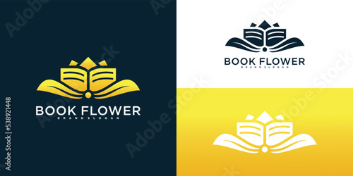 Book flower logo design inspiration with unique element concept Premium vektor