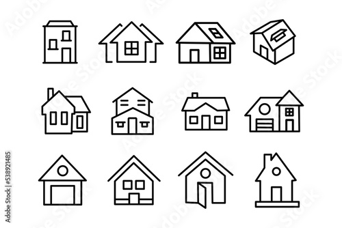 Set of house vector icons. Homes clipart symbols. Home pictogram collection.