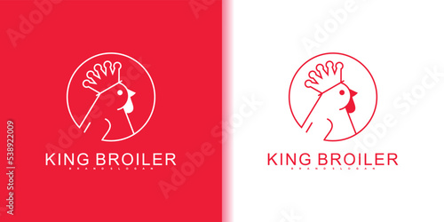 Minimalist of broiler logo with creative circual line art style Premium Vektor