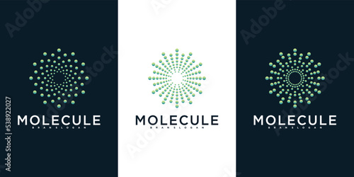 Modern molecule logo vector technology icon design with luxury gradient style Premium vektor