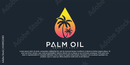 Modern palm oil logo design template with luxury gradient colour Premium Vektor