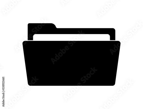 Folder icon. File of computer. Document and portfolio for business. Flat design of office symbol. Sign of data. Illustration for information, archive and web directory. Vector