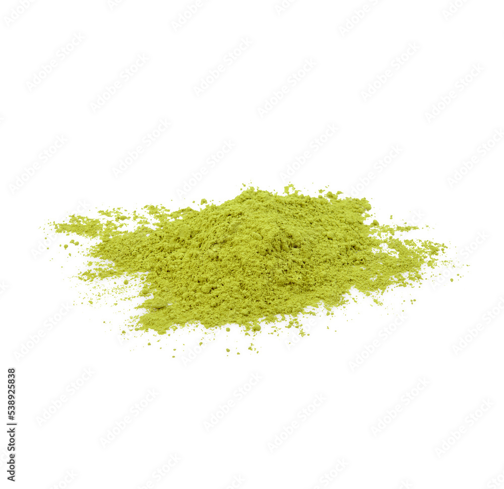 Powder green tea Isolated on white background Powder green tea Isolated on white background