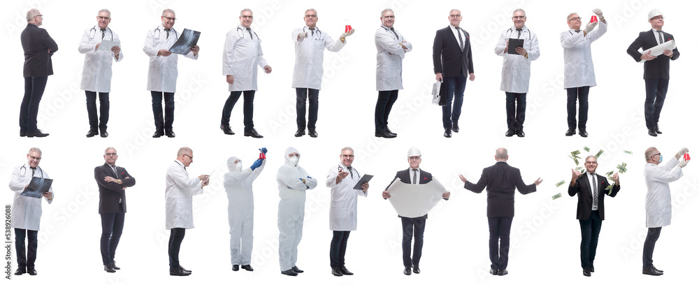 collage of a man in full growth displaying many professions and position collage of a man in full growth displaying many professions and position