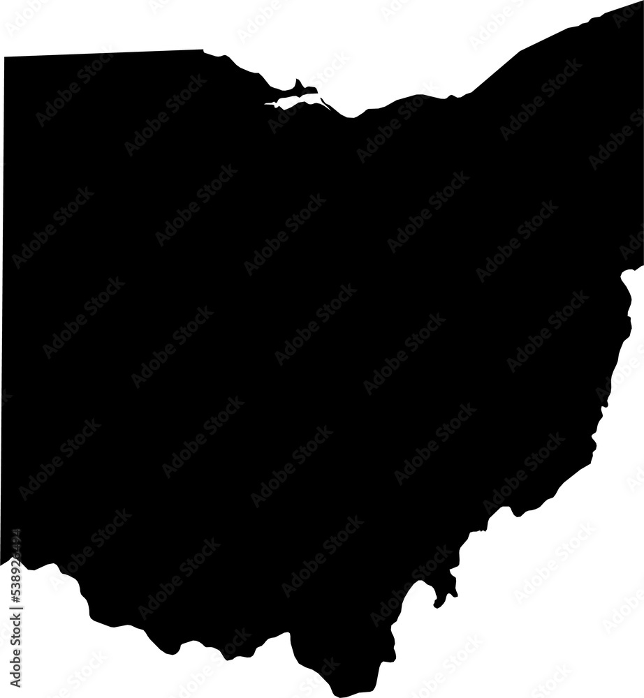 Ohio USA Map. OH US Outline Boundary Border Shape State Map. Ohioan Buckeye Detailed Silhouette Symbol Sign Atlas Geography Lazer Laser Cutout. Transparent PNG Flattened JPG Flat JPEG - obrazy, fototapety, plakaty 