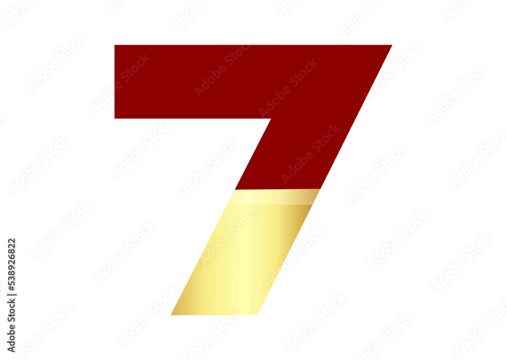 Numbers 7 or Seven for Sports and Action Movies on White Background. Isolated Easy to Cut. Numbers 7 or Seven for Sports and Action Movies on White Background. Isolated Easy to Cut.