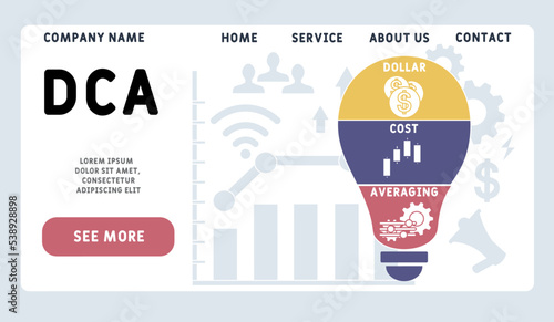 DCA - Dollar cost averaging acronym. business concept background. vector illustration concept with keywords and icons. lettering illustration with icons for web banner, flyer, landing pag