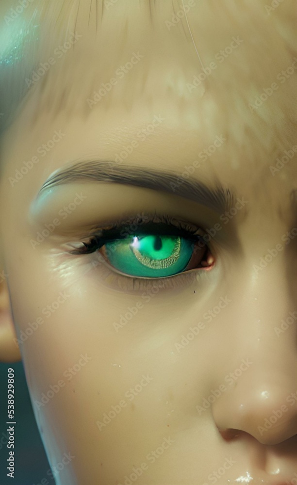 Painted fantasy eye. Stylized pupil.