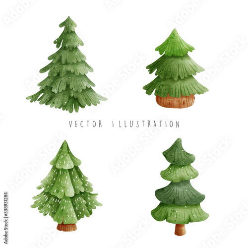 Christmas tree, pine tree vector illustration