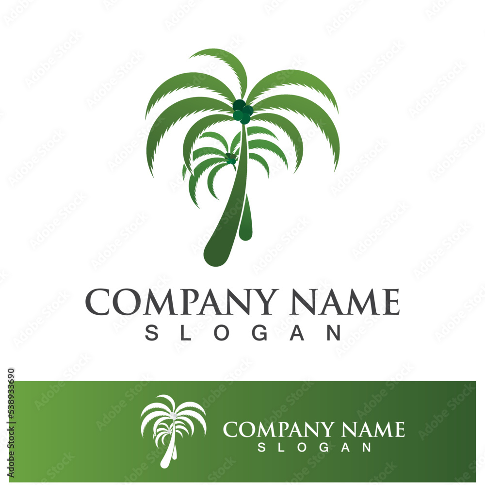 Obraz premium Palm tree summer logo template