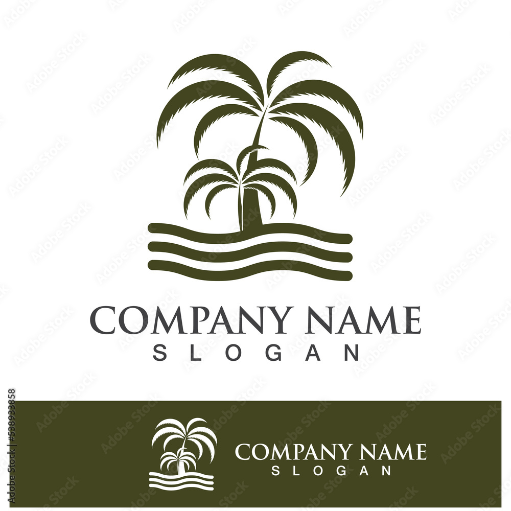 Obraz premium Palm tree summer logo template