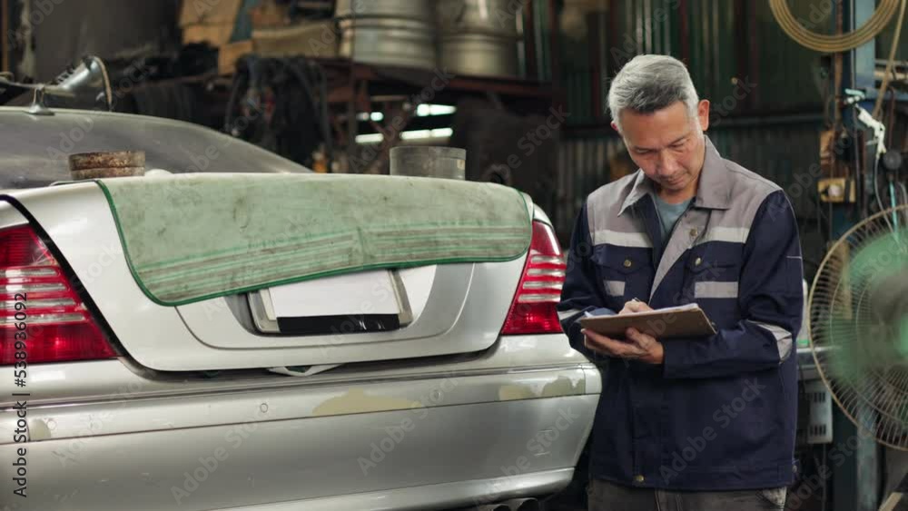 Detect Inspector Car Accident Inspector Inspect damage car caused by car crash on the road ...