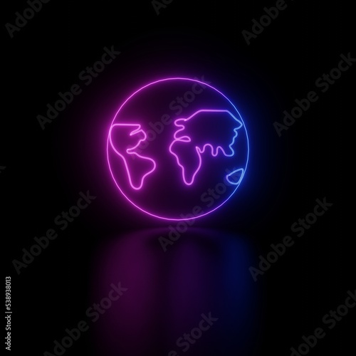 Wallpaper Mural World map glowing icon or Logo Neon Glowing 3D Illustration image Torontodigital.ca