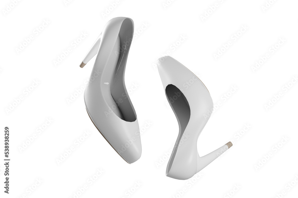 White high-heeled shoes without background. High quality PNG illustration White high-heeled shoes without background. High quality PNG illustration