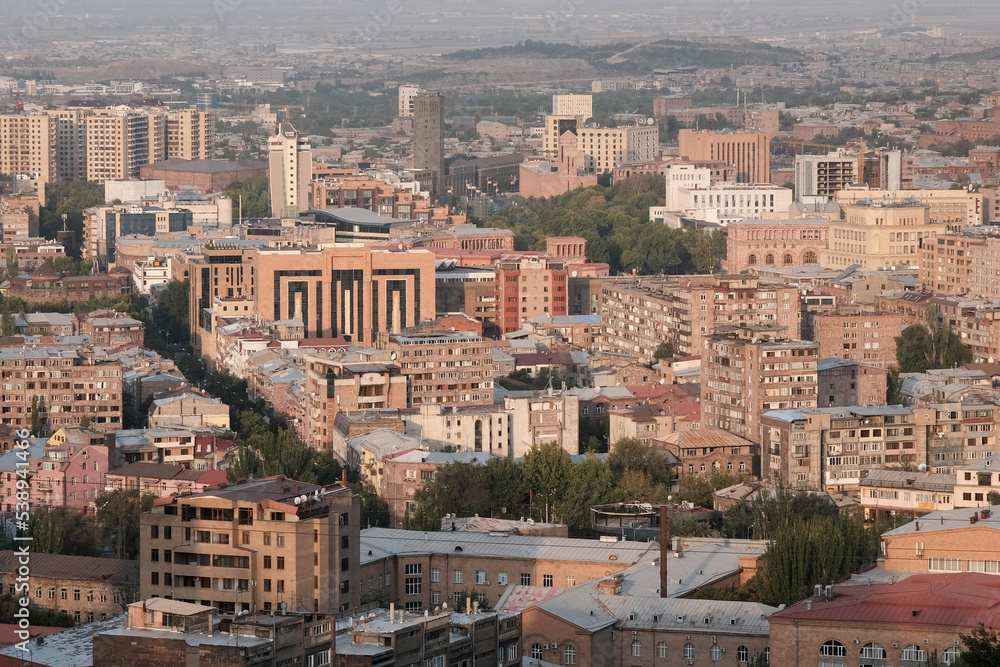 Yerevan centre (Kentron District) at sunrise, Armenia.