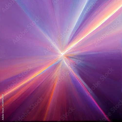 Abstract Purple sky illustration with pink and blue shades, reflections, and a shining sun.