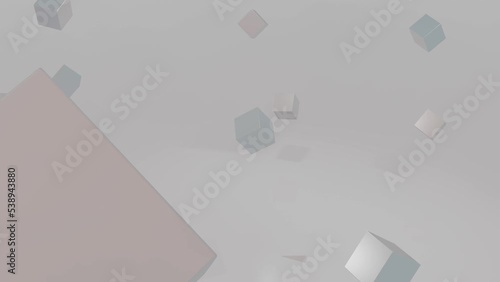 gray cubes scatter to the sides and gather again. 3d render
