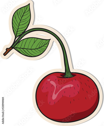 cherries sticker on white background