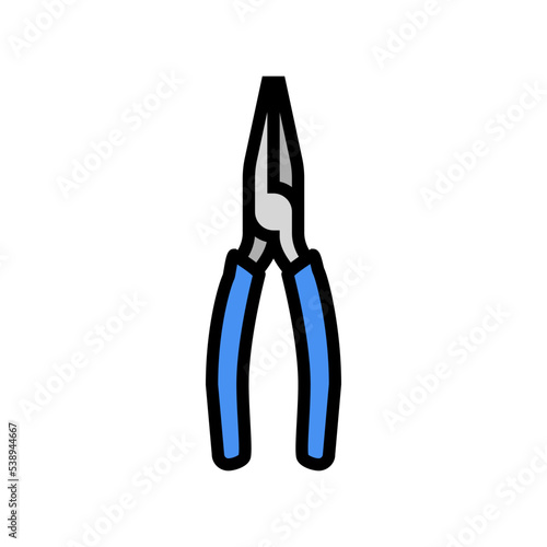long nose pliers color icon vector. long nose pliers sign. isolated symbol illustration