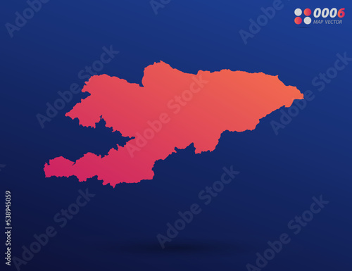Vector bright orange gradient of Kyrgyzstan map on dark background. Organized in layers for easy editing. © NookHok