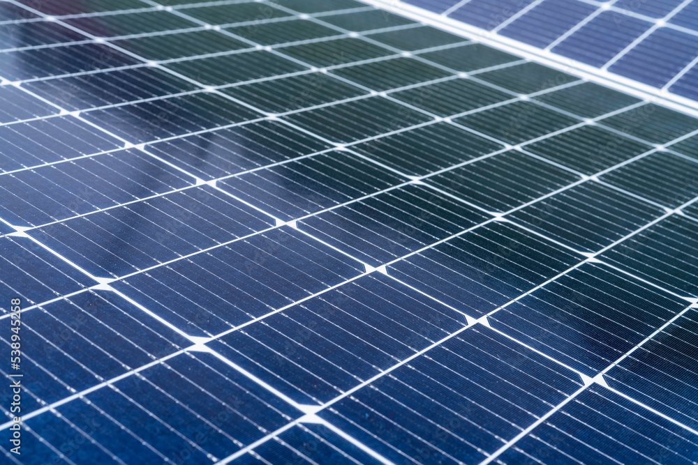 Selective focus on solar panels or photovoltaic module. Solar power for green energy. Sustainable resources. Solar cell panels use sun light as a source to generate electricity. Photovoltaics or PV. Selective focus on solar panels or photovoltaic module. Solar power for green energy. Sustainable resources. Solar cell panels use sun light as a source to generate electricity. Photovoltaics or PV.