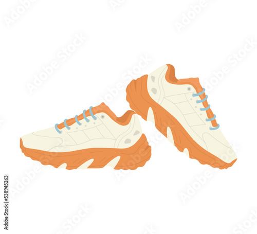 Fashionable sports pair of shoes, pair of shoes. Flat vector illustration isolated on white background