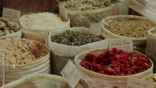 spices and herbs in Souq Waqif in Doha Qatar
