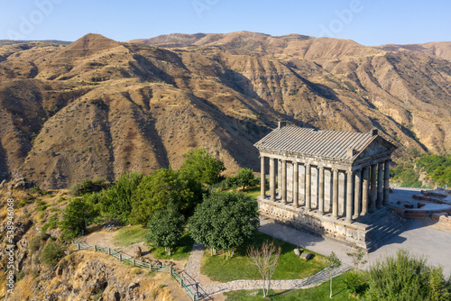 Aerial view of Garni temple on sunny morning. Armenia. photo