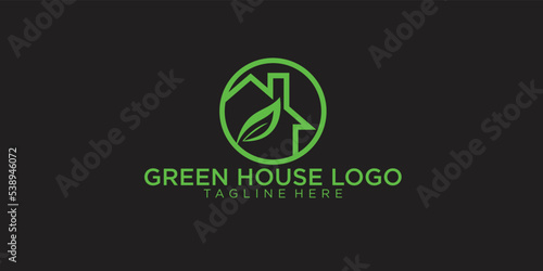 Simple Green house logo design with minimalis concept premium vector