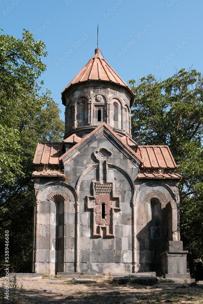 Mashtots Ayrapet church on sunny summer day. Garni village, Armenia.