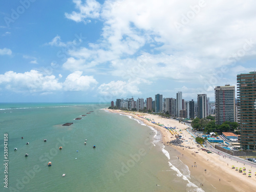Aerial view of Candeias beach in Jaboatão dos Guararapes city, Pernambuco, Brazil. © Ranilson