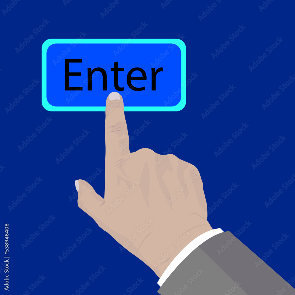 Hand press Enter button. On A Touch Screen. Innovation technology internet business concept. Hand press Enter button. On A Touch Screen. Innovation technology internet business concept.