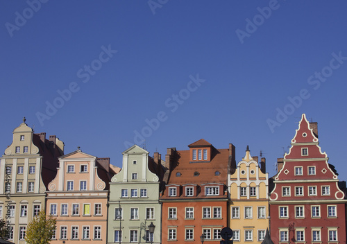 Colorful tenement houses in Europe Poland